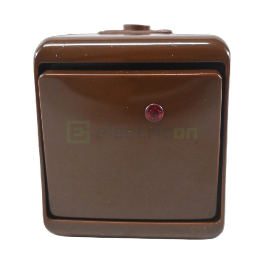 Întrerupător simplu cu LED - VHE-1L-KR exterior maro IP54 - ETI 004668046