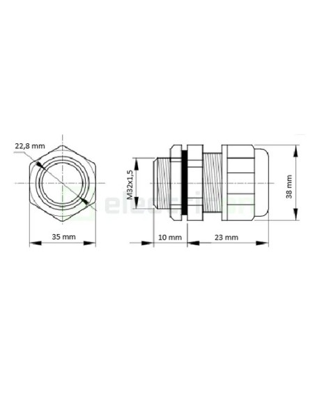 Presetupă - metrică metalică pentru cablu 15-22 mm filet M32 x 1.5 IP66 - Tracon Electric MGF-32