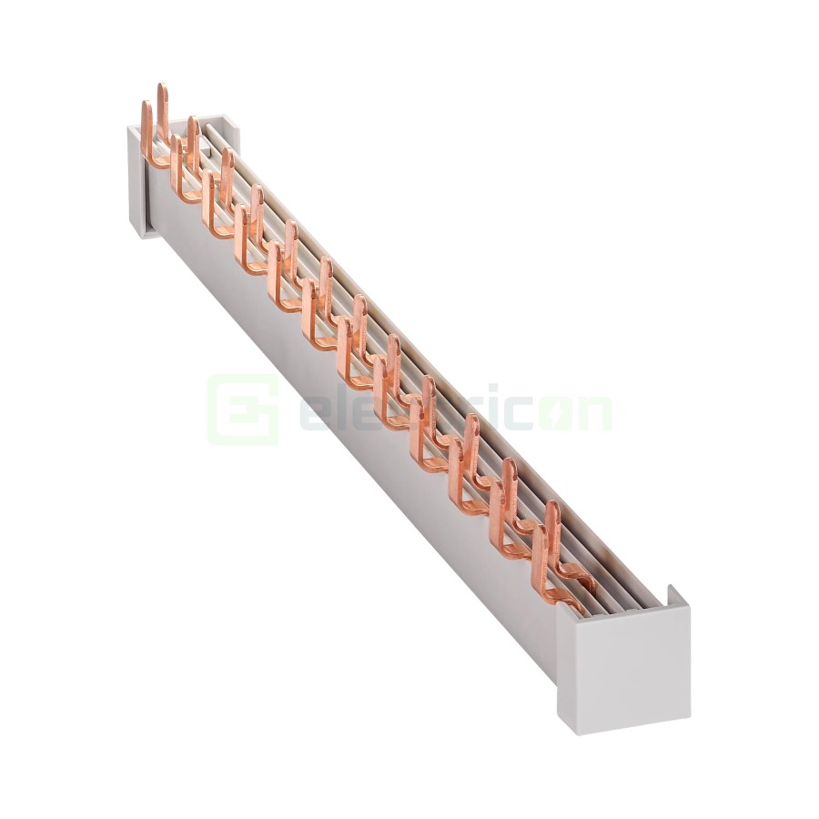 Busbar - Baretă alimentare - 2P monofazat tip furcă 12M (12x MCB N+P) 10mm² 100A - Schrack BSA90162