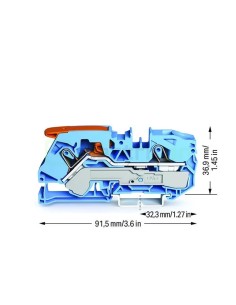 Clemă șir cu pârghie și buton 2 conexiuni max. 16 mm² albastru TopJobs Clamp - Wago 2116-1204 2