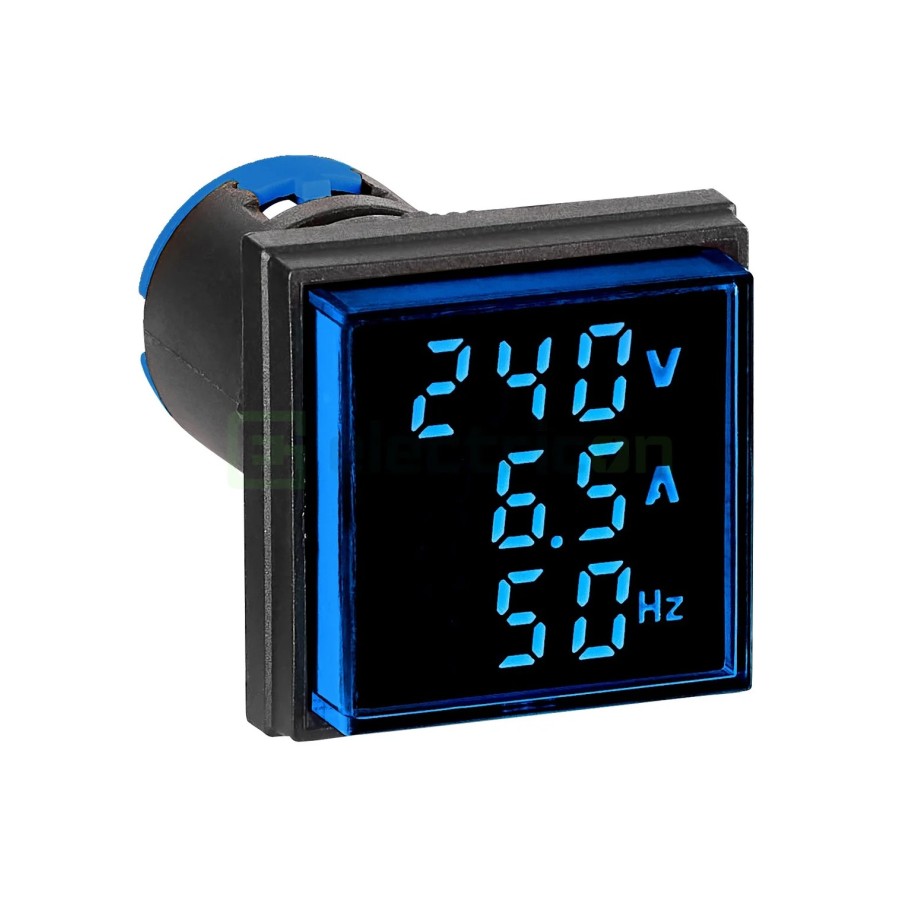 Multimetru - montaj în panou, 22.5 mm, 0 - 100 A, 50 - 500V AC, albastru, pătrat, IP65 - Schrack MGF32100B