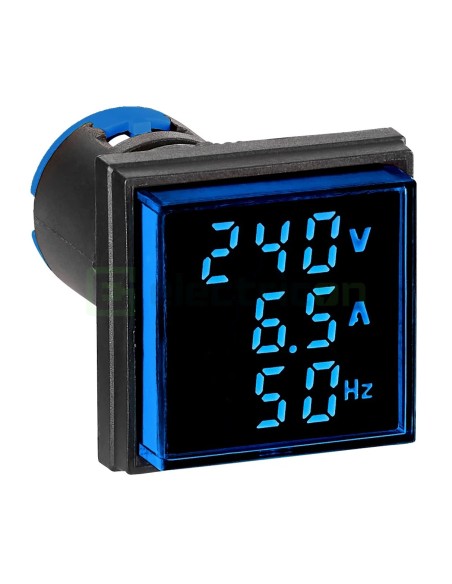 Multimetru - montaj în panou, 22.5 mm, 0 - 100 A, 50 - 500V AC, albastru, pătrat, IP65 - Schrack MGF32100B