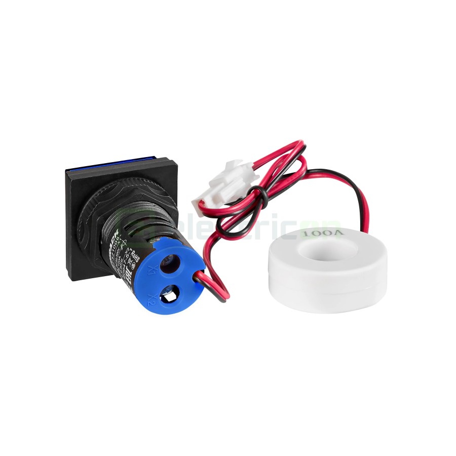 Multimetru - montaj în panou, 22.5 mm, 0 - 100 A, 50 - 500V AC, albastru, pătrat, IP65 - Schrack MGF32100B