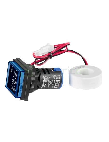 Multimetru - montaj în panou, 22.5 mm, 0 - 100 A, 50 - 500V AC, albastru, pătrat, IP65 - Schrack MGF32100B
