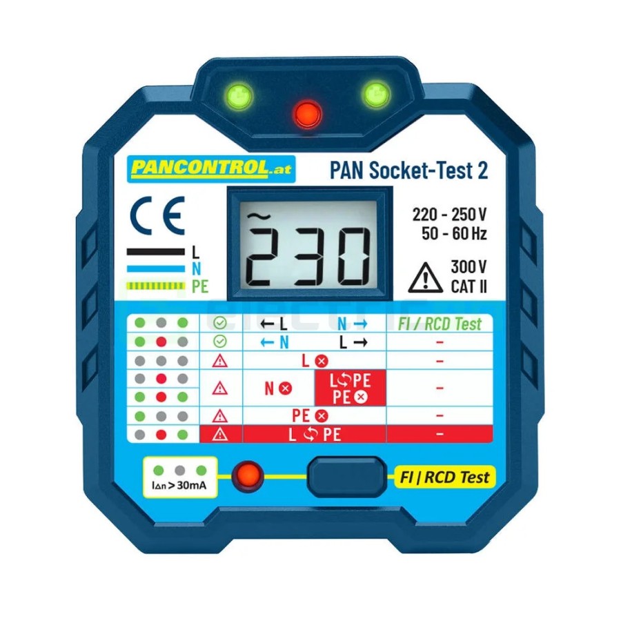 Tester priză - testare diferențial 30mA, afișaj LCD - Pancontrol Socket-Test-2