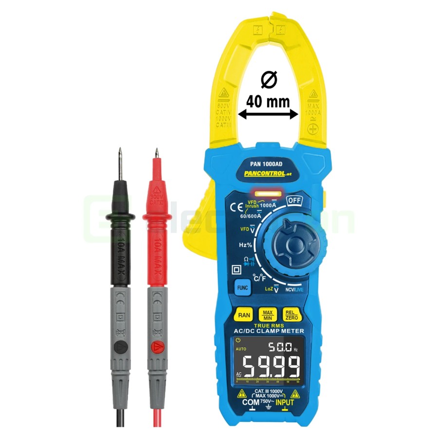 Clește ampermetric - clampmetru - 1000A AC/DC, TrueRMS, InRush, CAT III 1000V NCV, Pancontrol PAN 1000AD