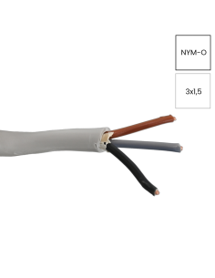 Cablu electric rigid cupru NYM-J 3x1,5 mm² - gri deschis - Helukabel 39007