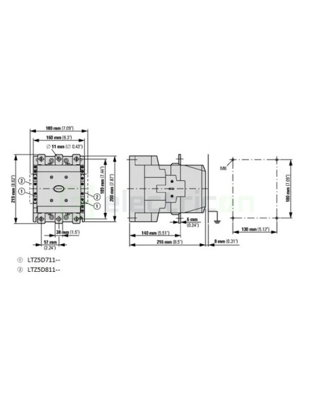 Contactor 3P 500A 2ND/2NI 230V ALEA II - Schrack LTD65153