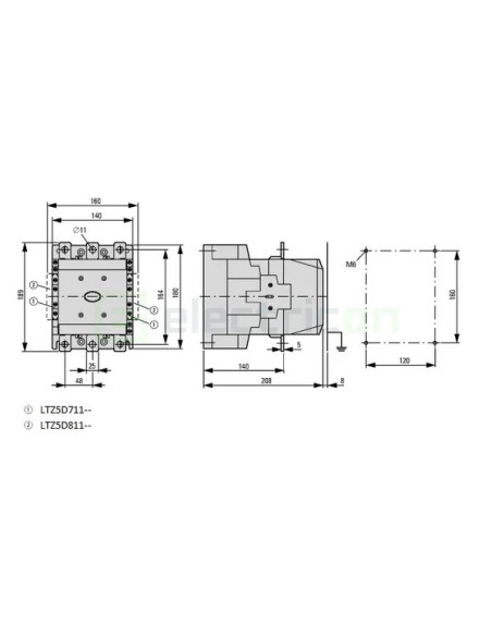 Contactor 3P 250A 2ND/2NI 230V ALEA II - Schrack LTD52553