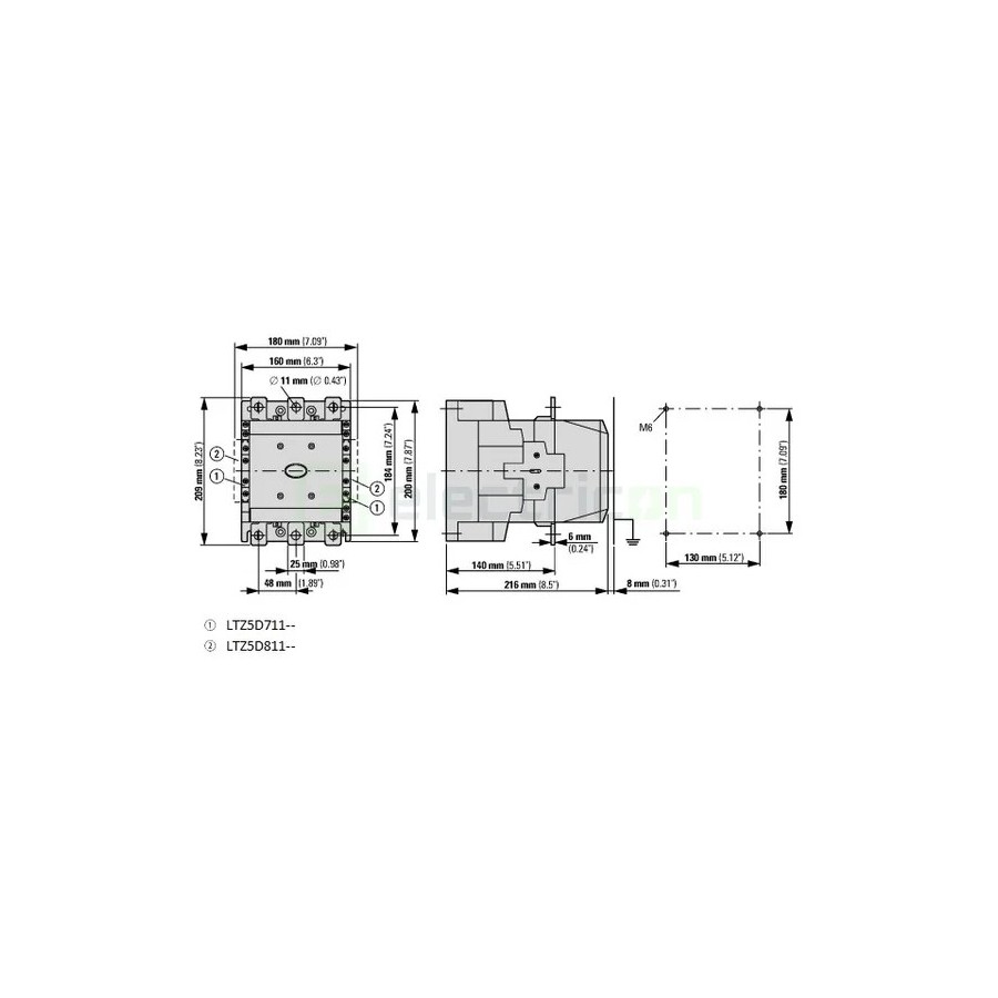 Contactor 3P 400A 2ND/2NI 230V ALEA II - Schrack LTD64153