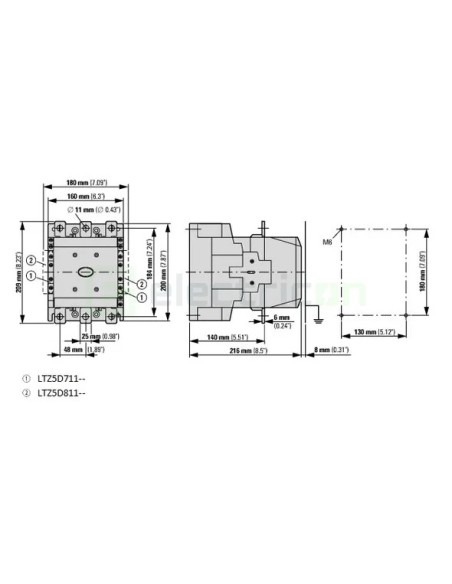Contactor 3P 400A 2ND/2NI 230V ALEA II - Schrack LTD64153