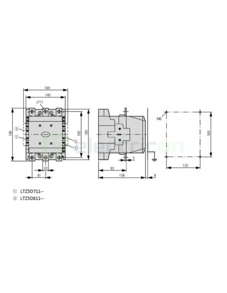 Contactor 3P 225A 2ND/2NI 230V ALEA II - Schrack LTD42353