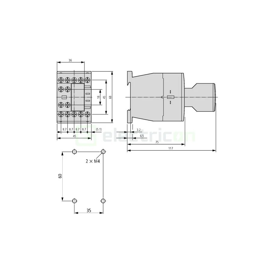 Contactor 3P 9A 3ND 230V ALEA II - Schrack LTD00913