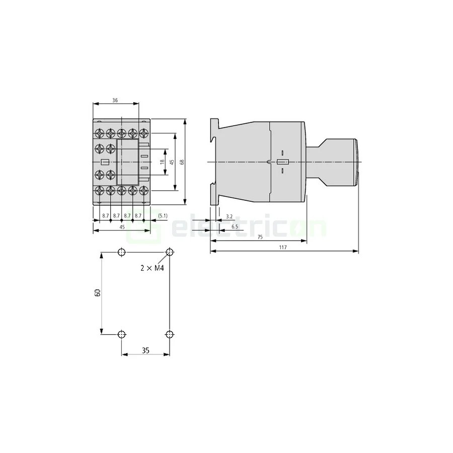 Contactor 3P 7A 3ND 230V ALEA II - Schrack LTD00713