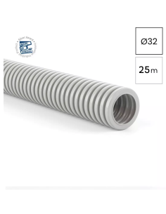 Copex - tub riflat U-PVC - Ø32 mm - 20 metri - 1250N rezistent UV - gri ignifug - Kouvidis - Conflex 2041032