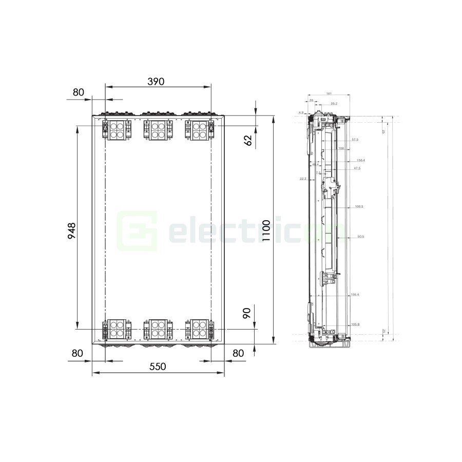 Tablou electric metalic - siguranțe - 168M (7x24) aparent Univers Hager FWB72S