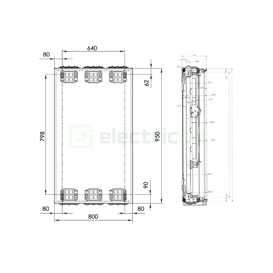 Tablou electric metalic - siguranțe - 216M (6x36) aparent Hager Univers FWB63S