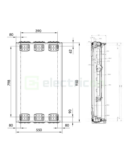Tablou electric metalic - siguranțe - 144M (6x24) aparent Hager Univers Hager FWB62S
