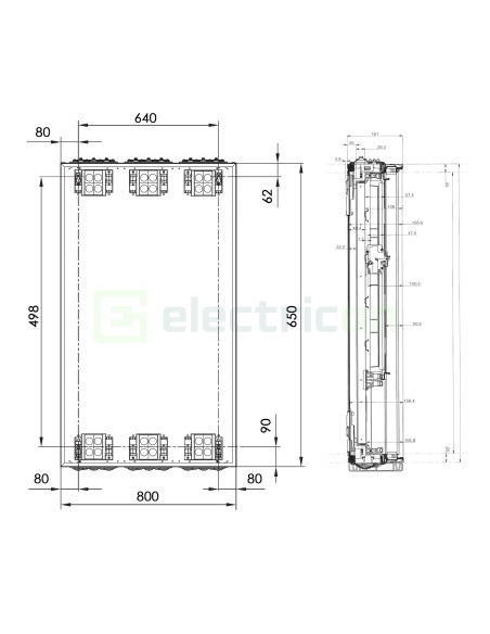 Tablou electric metalic - siguranțe - 144M (4x36) aparent Univers Hager FWB43S