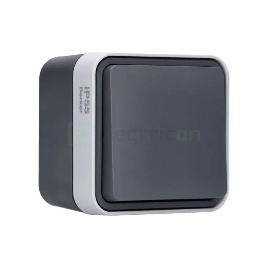 Întrerupător simplu cap-scară - 10AX 250V exterior gri IP55 - Berker W.1 WNC011