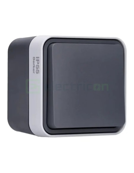 Întrerupător simplu cap-scară - 10AX 250V exterior gri IP55 - Berker W.1 WNC011