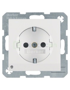 Priză - Schuko - încastrat LED protecție atingere - alb lucios - IP20 - Berker S.1 - 41098989
