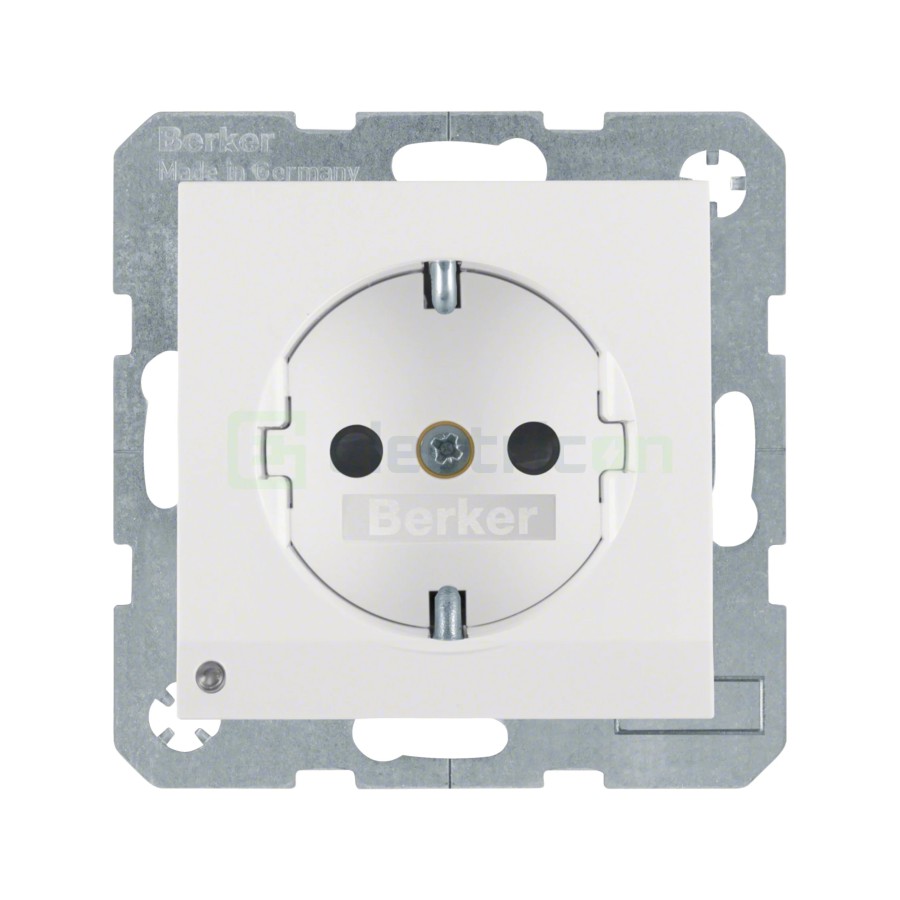 Priză - Schuko - încastrat LED protecție atingere - alb lucios - IP20 - Berker S.1 - 41098989