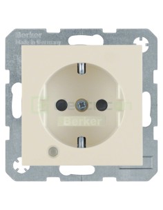 Priză - Schuko - încastrat LED etichetă protecție atingere - bej lucios - IP20 - Berker S.1 - 41108982