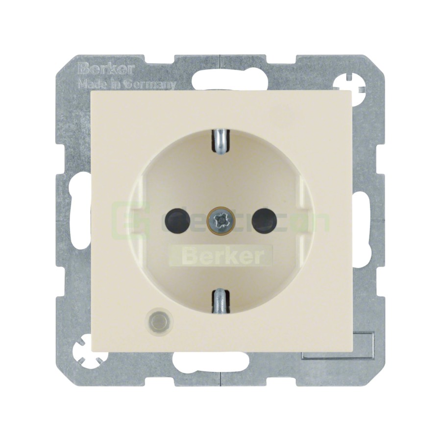 Priză - Schuko - încastrat LED etichetă protecție atingere - bej lucios - IP20 - Berker S.1 - 41108982