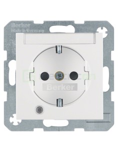 Priză - Schuko - încastrat LED etichetă protecție atingere - alb lucios - IP20 - Berker S.1 - 41108989