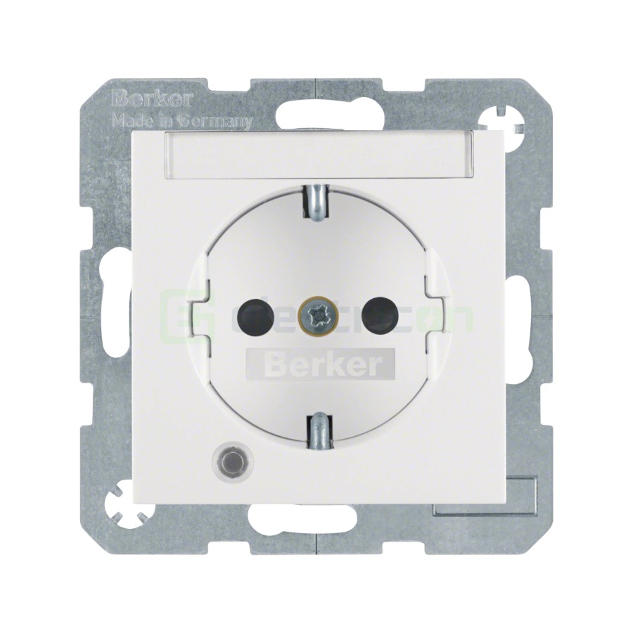 Priză - Schuko - încastrat LED etichetă protecție atingere - alb lucios - IP20 - Berker S.1 - 41108989