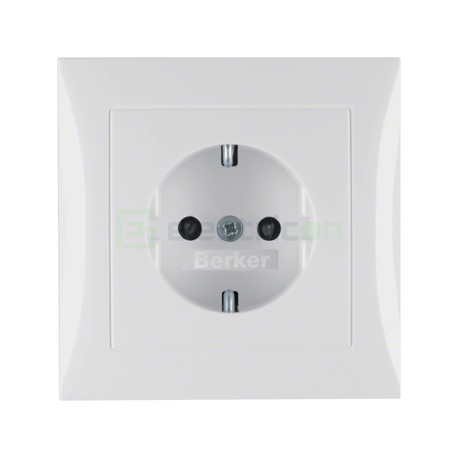 Priză - Schuko - înrămată protecție copii - Berker S.1 - alb lucios - 47228989
