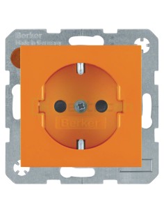 Priză - Schuko - încastrat protecție atingere - portocaliu lucios - IP20 - Berker S.1 - 47238914