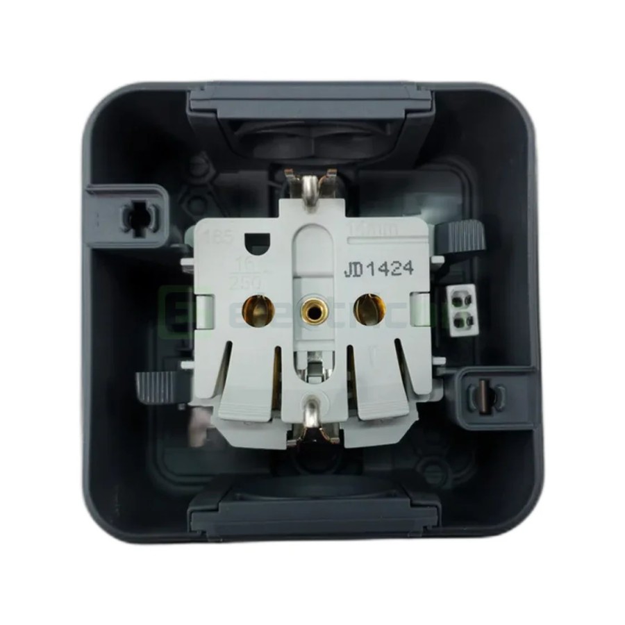 Priză - Schuko - capac opac port etichetă cheie - aplicat - gri - IP55 - Berker W.1 - WNC167