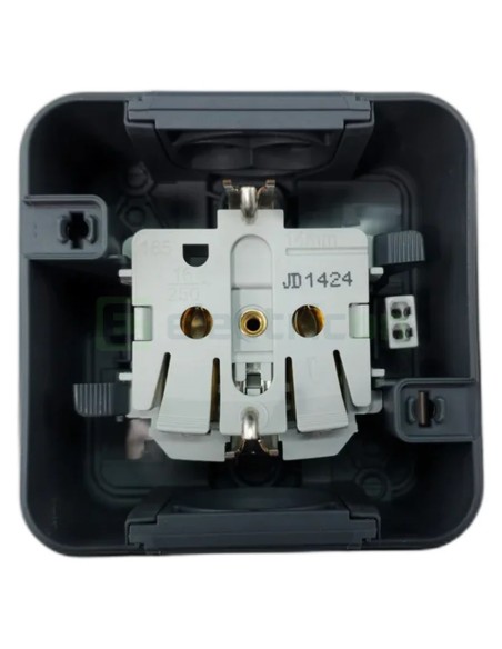 Priză - Schuko - capac opac port etichetă cheie - aplicat - gri - IP55 - Berker W.1 - WNC167