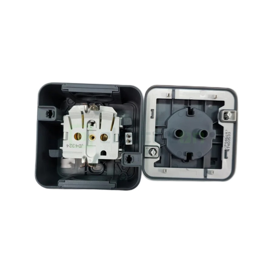 Priză - Schuko - capac opac port etichetă cheie - aplicat - gri - IP55 - Berker W.1 - WNC167