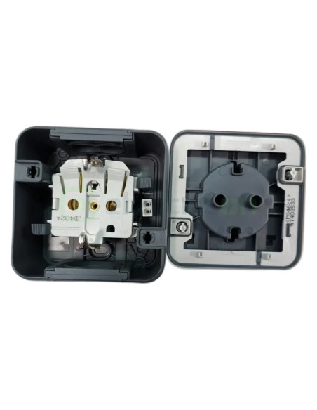 Priză - Schuko - capac opac port etichetă cheie - aplicat - gri - IP55 - Berker W.1 - WNC167