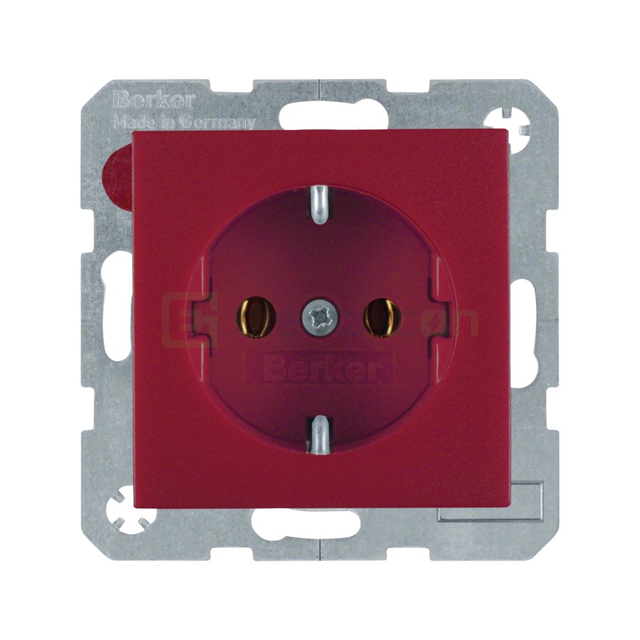 Priză - Schuko - încastrat protecție atingere - roșu mat - IP20 - Berker S.1 - 47431912