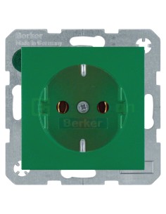 Priză - Schuko - încastrat protecție atingere - verde mat - IP20 - Berker S.1 - 47431913