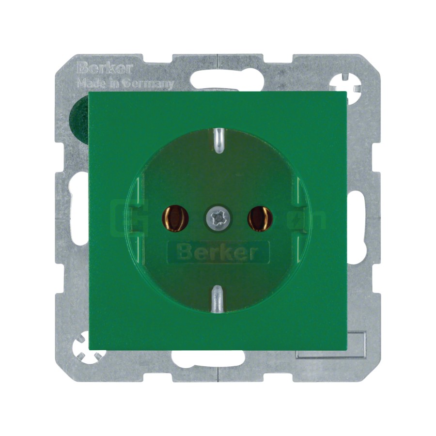 Priză - Schuko - încastrat protecție atingere - verde mat - IP20 - Berker S.1 - 47431913