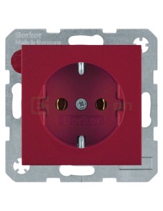 Priză - Schuko - încastrat protecție atingere - roșu lucios - IP20 - Berker S.1 - 47438912