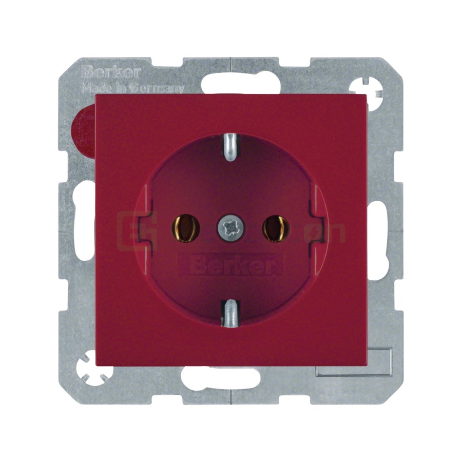 Priză - Schuko - încastrat protecție atingere - roșu lucios - IP20 - Berker S.1 - 47438912