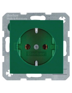 Priză - Schuko - încastrat protecție atingere - verde lucios - IP20 - Berker S.1 - 47438913