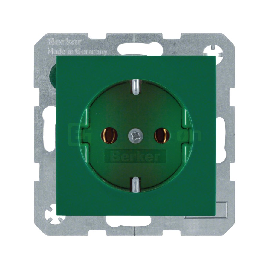 Priză - Schuko - încastrat protecție atingere - verde lucios - IP20 - Berker S.1 - 47438913