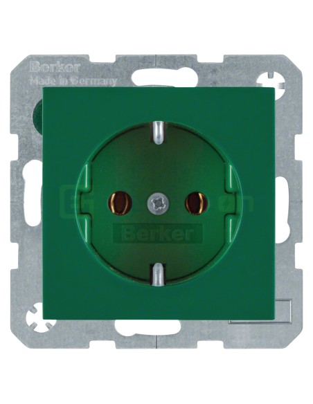 Priză - Schuko - încastrat protecție atingere - verde lucios - IP20 - Berker S.1 - 47438913