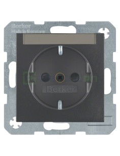 Priză - Schuko - protecție copii cu etichetă - Berker S.1 - antracit mat - 47491606