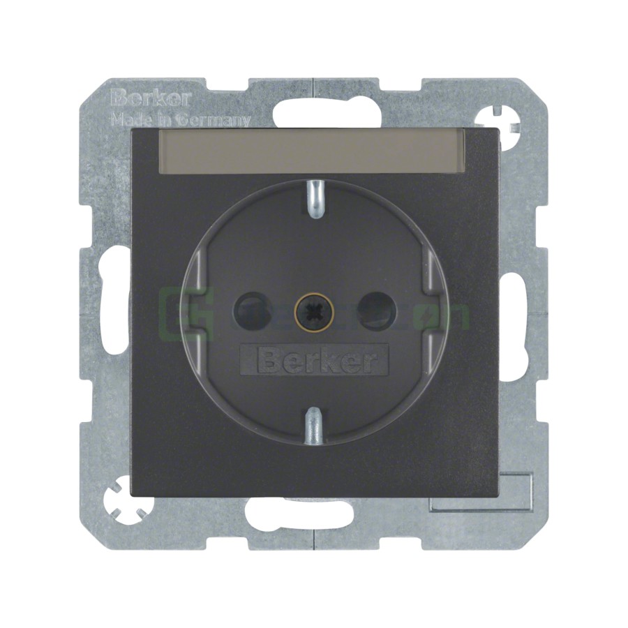 Priză - Schuko - protecție copii cu etichetă - Berker S.1 - antracit mat - 47491606