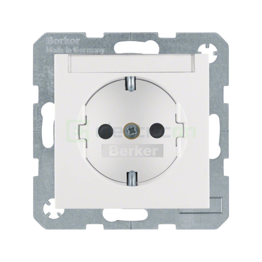 Priză - Schuko - protecție copii cu etichetă - Berker S.1 - alb mat - 47491909