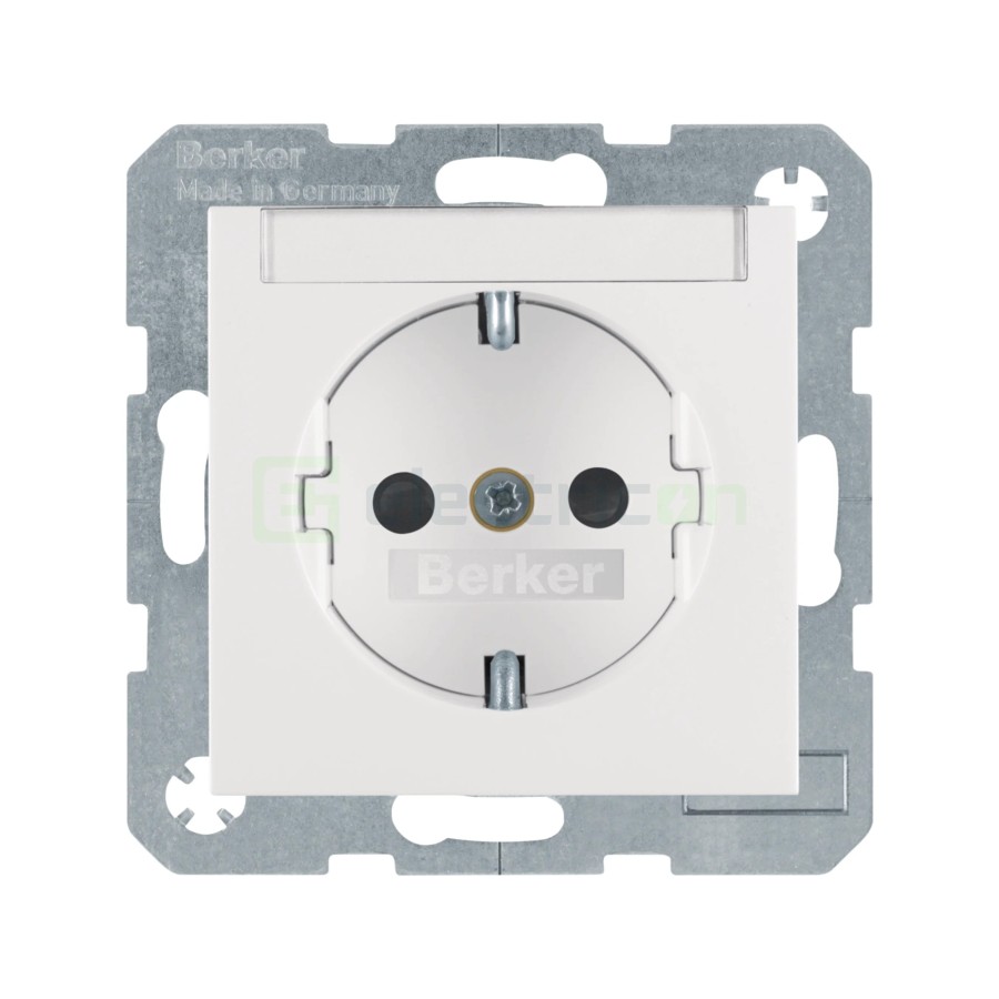 Priză - Schuko - încastrat protecție atingere etichetă - alb lucios - IP20 - Berker S.1 - 47498989