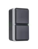 Priză - Schuko - dublă capac, montaj vertical - aplicat - gri - IP55 - Berker W.1 - 47703525